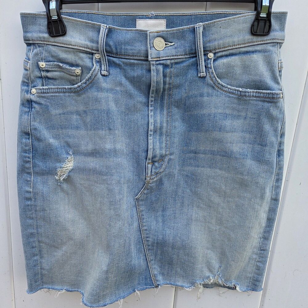 Mother Sacred Mini Fray Denim Skirt Written In The Sand Women’s Size 26